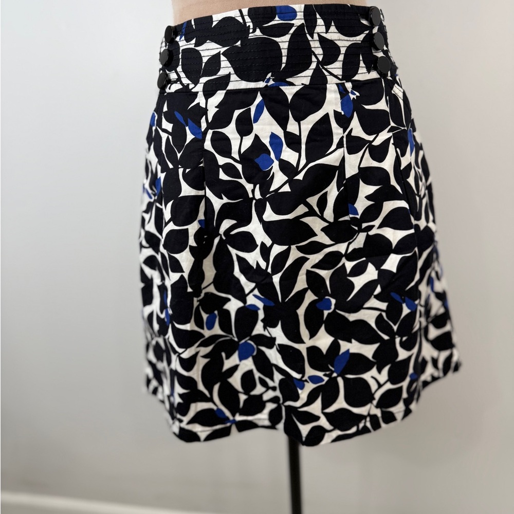Ann Taylor‎ Black and Blue Leaf A-Line Skirt